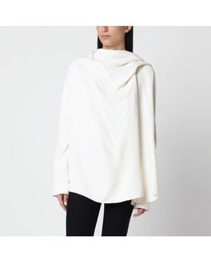 TOTEME Ecru Viscose Asymmetrical Draped Blouse - White