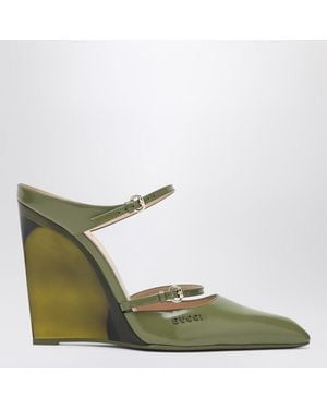 Gucci Sabots With Transparent Wedge - Green