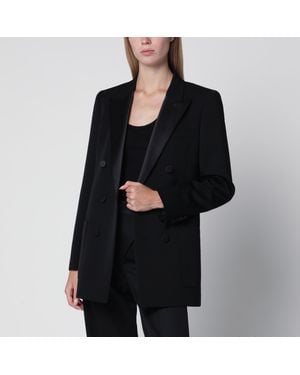 Saint Laurent Double-Breasted Wool Blazer - Black