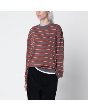 Cordera Pull Oversize Rayé En Coton Biologique - Rouge