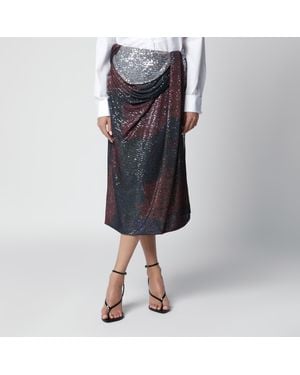 Maison Margiela Printed Draped Sequin Maxi Skirt - Black