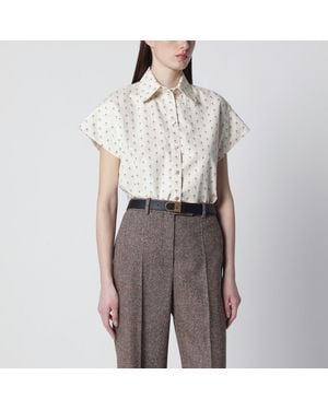 Valentino Short-Sleeved Floral Shirt - Grey