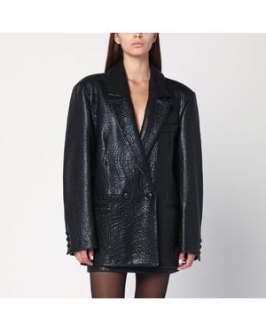 Cassell Double-Breasted Leather Jacket - Black