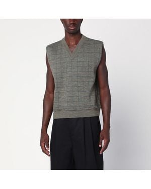 Maison Margiela Militärgrüner Kariert Wollweste - Grau