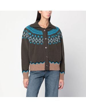 Alanui Fair Isle Patterned Cardigan - Gray