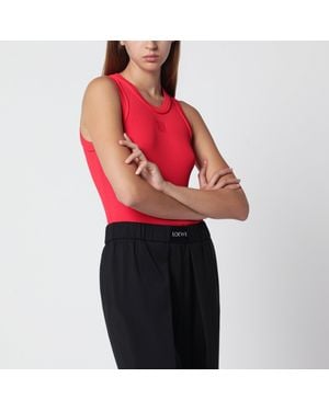 Loewe Anagram Ribbed Stretch Viscose Tank Top In - Red