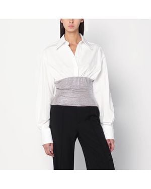 GIUSEPPE DI MORABITO Shirt With Rhinestone Bustier - White
