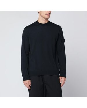 Stone Island Maglione girocollo navy in lana - Nero