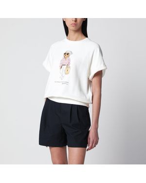 Polo Ralph Lauren Ivory Polo Bear Short-Sleeve Cotton Sweatshirt - White