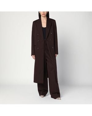 Stella McCartney Double-Breasted Plum Wool Coat - Black