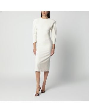 ANDAMANE Milk Midi Dress With Rounded Shoulders - White
