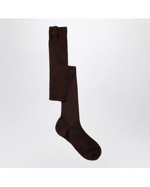 Miu Miu Cocoa-Coloured Silk-Blend Socks - Brown