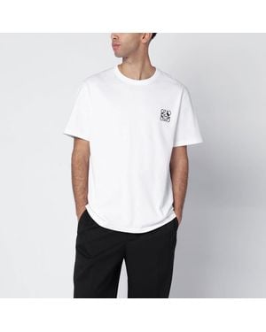Loewe T-Shirt Avec Broderie Anagram Et Futurist Cat - Blanc