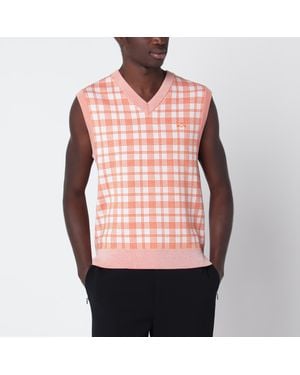 Loewe And Checked Wool Vest - Pink