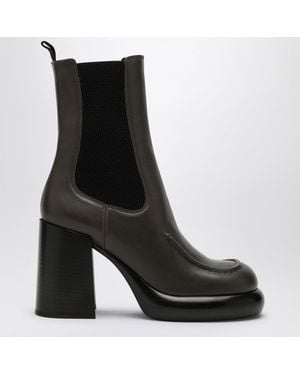 Burberry Dark Leather Chelsea Wedge Ankle Boot - Black