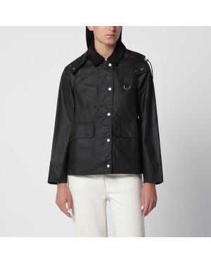 Barbour Veste Bleu Marine En Coton Ciré - Noir