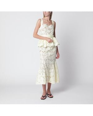 Self-Portrait Peplum Midi Lace Dress - White