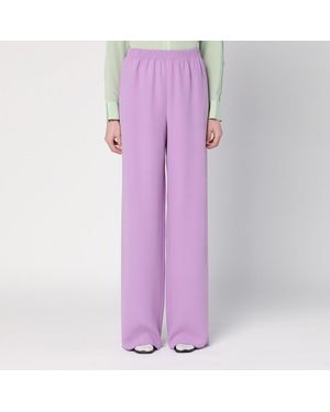 Valentino Wide Lilac Pink Silk Trousers - Purple