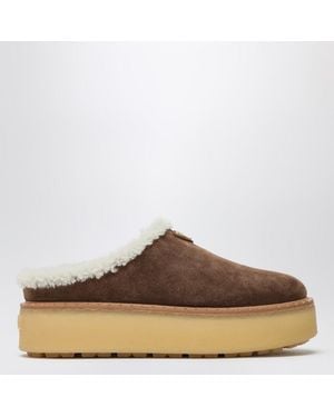 Prada Cacao Coloured Suede Loafers - Brown