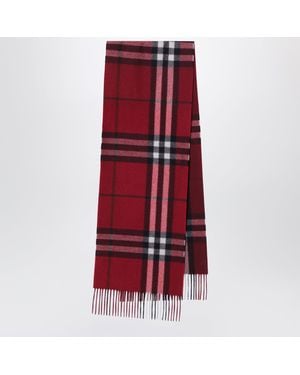 Burberry Cashmere Scarf With Faded Check Pattern - Red