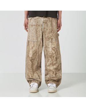 1989 STUDIO Denim Flock Carpenter Trousers Camo - Natural