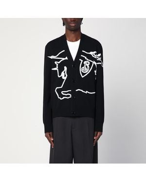 Burberry Chalk Cardigan With Ekd - Black