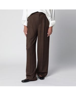 Loro Piana Pantaloni Marroni Con Motivo Check - Marrone