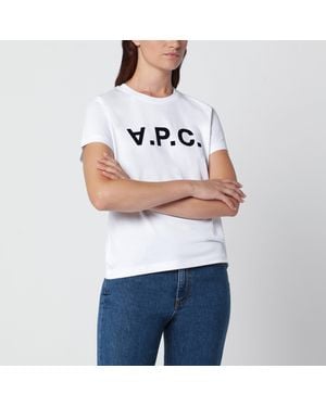A.P.C. Weißes Baumwoll-T-Shirt Mit Stickerei - Grau