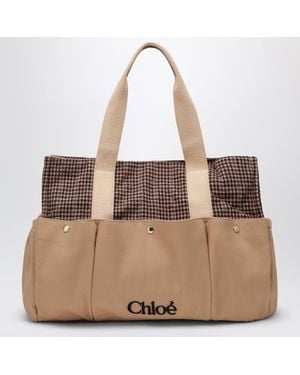 Chloé Checked Polyester Changing Bag - Natural