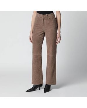 ROTATE BIRGER CHRISTENSEN Suede Trousers - Brown