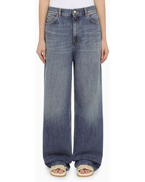ボトムスその他 Valentino Blue washed jeans with jacquard bottoms Valentino Blue wide denim jeans | TheDoubleF