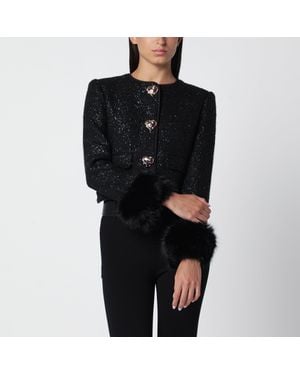 Self-Portrait Metallic Bouclé Jacket - Black