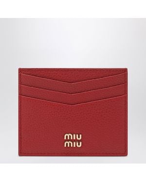 Miu Miu Leather Card Holder - Red