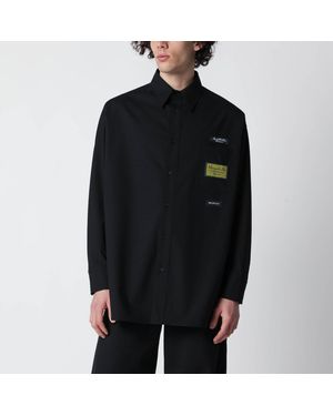 MM6 by Maison Margiela Wool-Blend Shirt With Label Details - Black