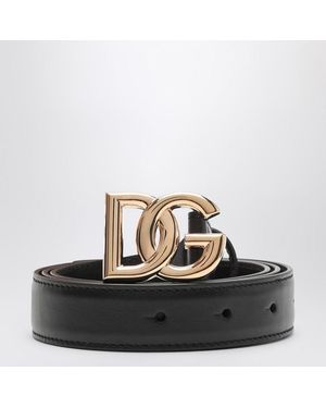 Dolce & Gabbana Cintura nera con fibbia logo - Nero