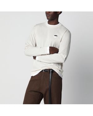 Prada Talc Long-Sleeve Cotton Top - White