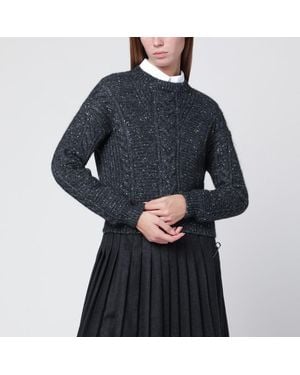 Max Mara Pull Boxy Anthracite En Mélange D'Alpaga - Bleu