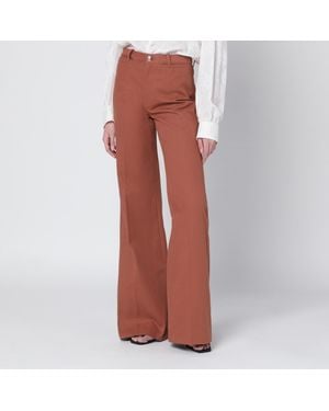 Chloé Flared Cotton Pants - Brown