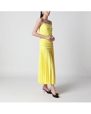 Jacquemus Abiha Pleated Midi Dress With Draping - Yellow