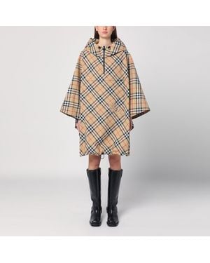 Burberry Poncho Con Cappuccio Motivo Check - Neutro