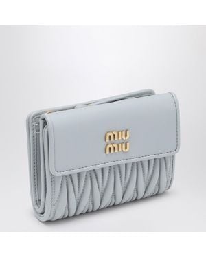 Miu Miu Pearl-coloured Matelassé Leather Small Wallet - Grey