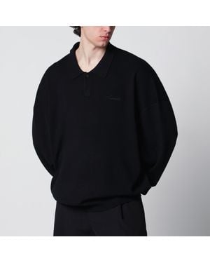 Fear Of God Signature 90S-Style Knit 3/4-Sleeve Polo - Black