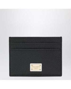 Dolce & Gabbana Leather Card Holder With Logo Plaque - Black