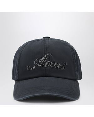 Ami Paris Faded Cotton Cap - Black