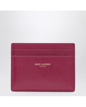 Saint Laurent Fuchsia Leather Credit Card Holder - Purple