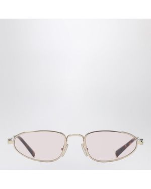 Miu Miu Logo Blassgoldene Sonnenbrille - Mehrfarbig