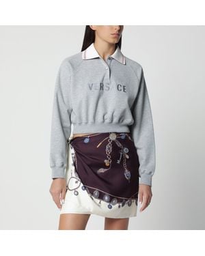 Versace Sweat-Shirt Polo Court Gris En Coton