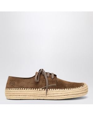 Loewe Scarpa stringata rio color taupe in suede - Marrone