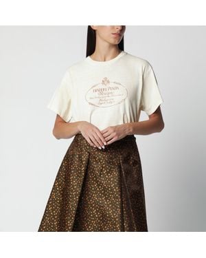 Prada Ivory T-Shirt With Logo Print - Brown