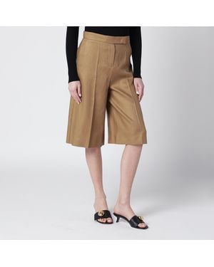 Max Mara Sand-Colored Linen Bermuda Shorts - Natural